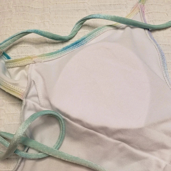 2/$25-Quintsoul S NWOT One Piece Unicorn Rainbow Colorful Velour Deep V Lace Up - Picture 13 of 14